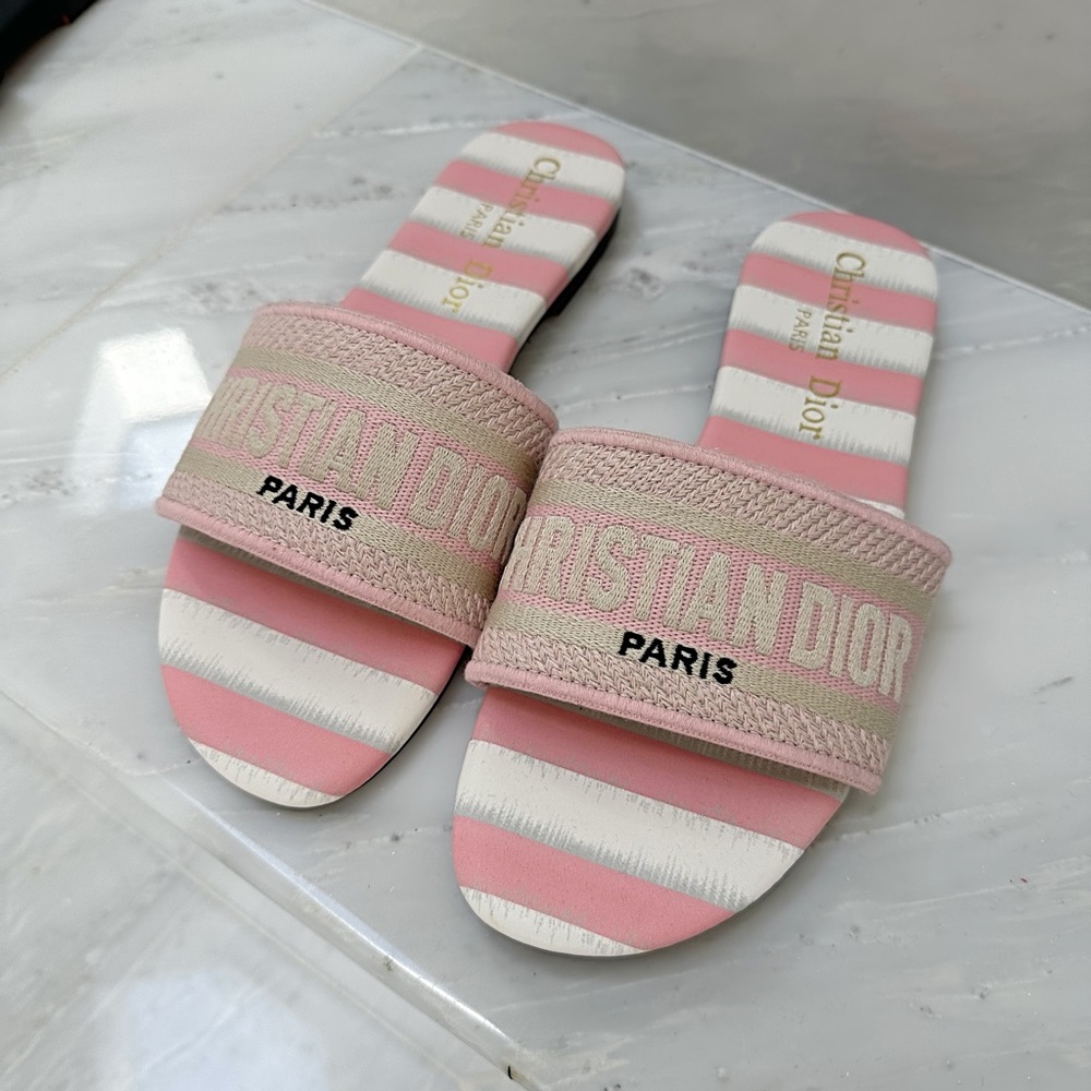 Christian Dior - Pink Canvas Slides (Summer Edition)